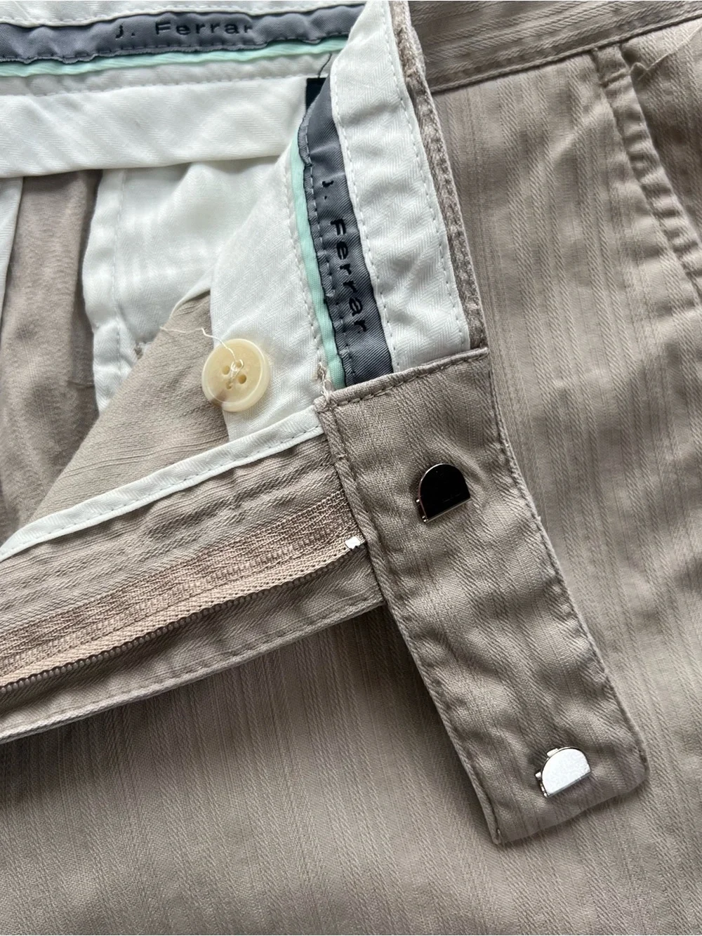 J Ferrar Modern Fit Beige Textured Cotton Dress Pants Size 34